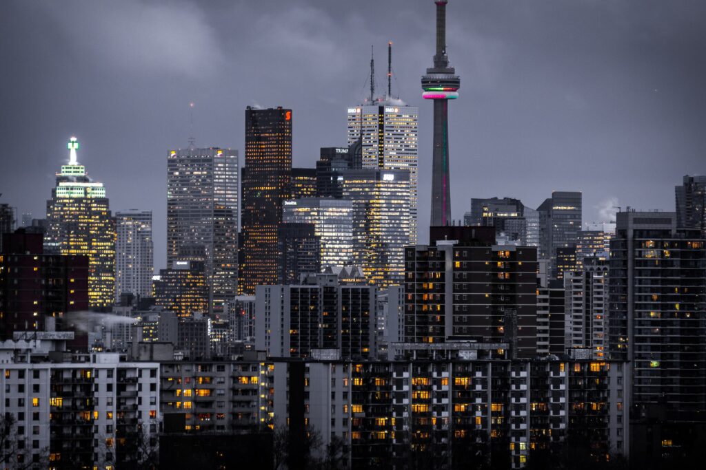 A view of buildings and skyscrapers in Toronto
