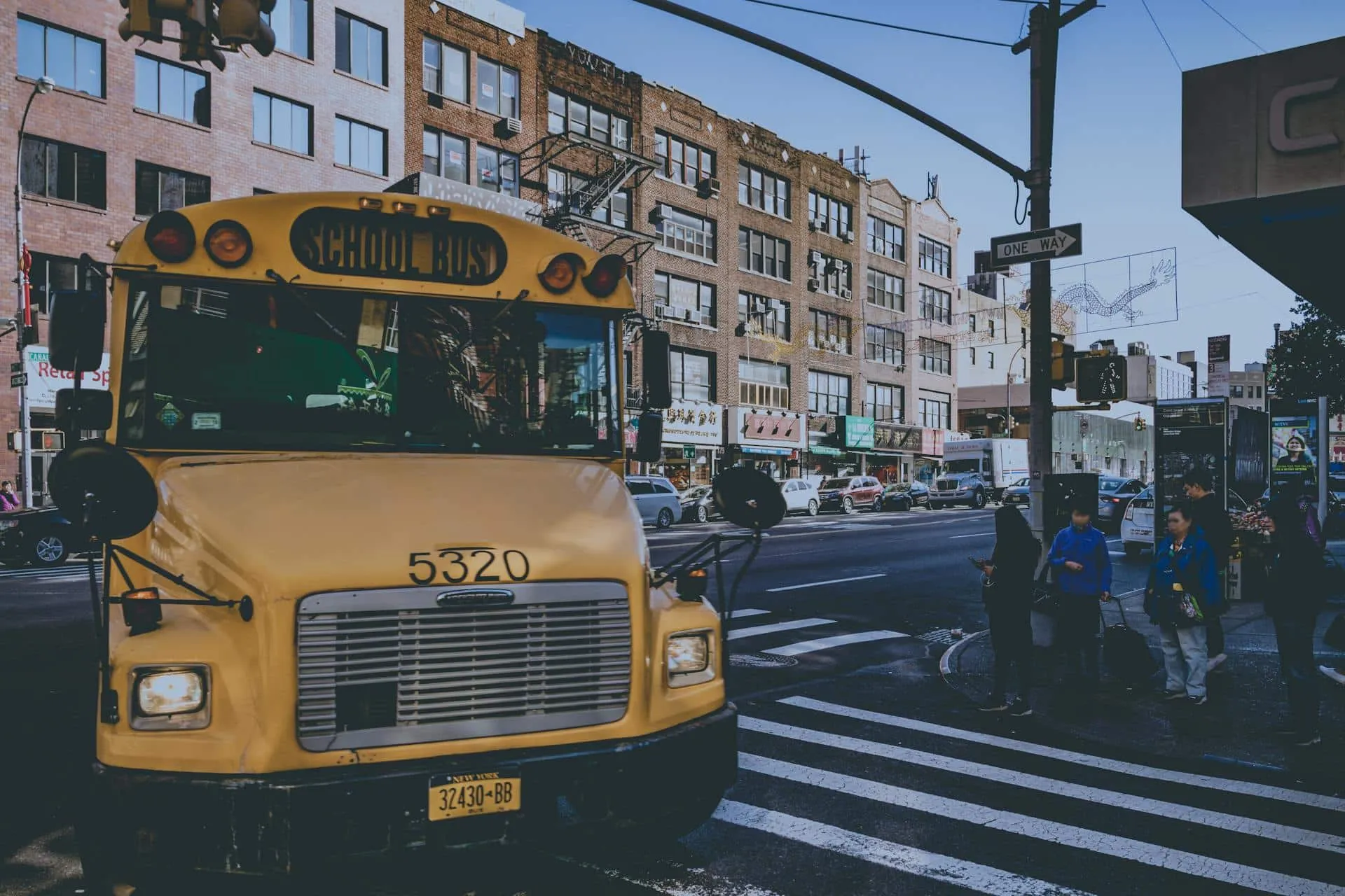 A school bus on a street.