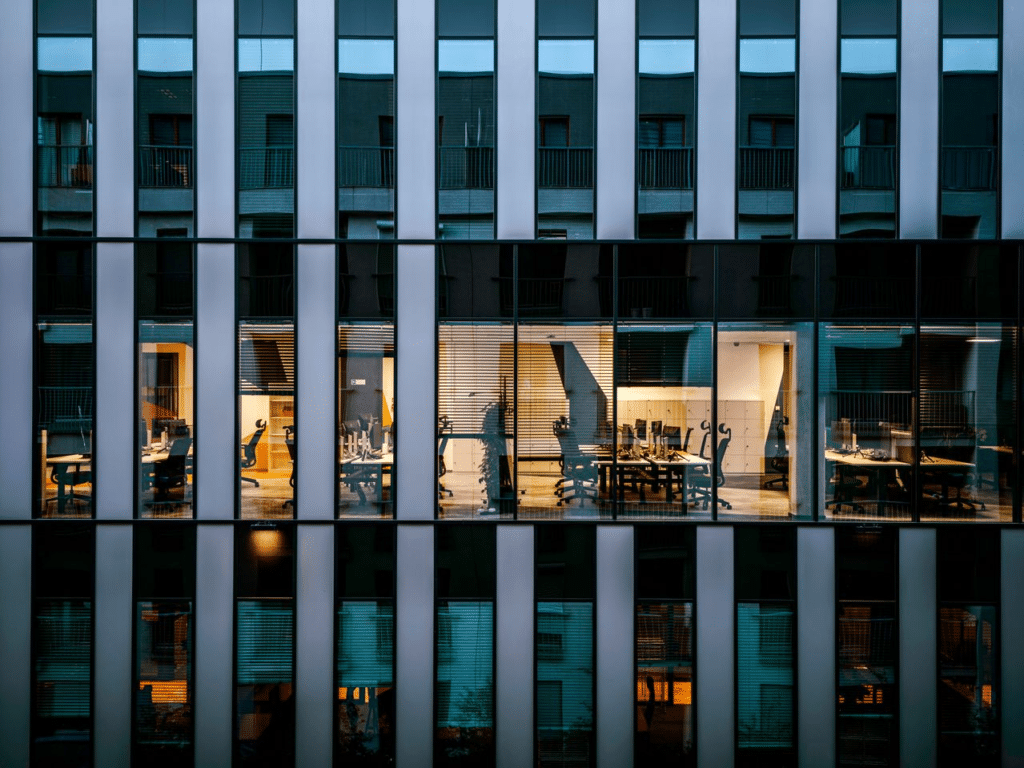 a modern open-space office.